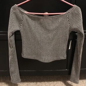 Black/gray off the shoulder crop top!
